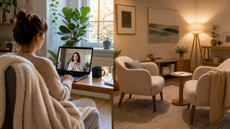 Online Therapy vs In-Person Therapy: 7 Key Differences That Actually Matter — editorial image for this wellnessfinderpro.com
